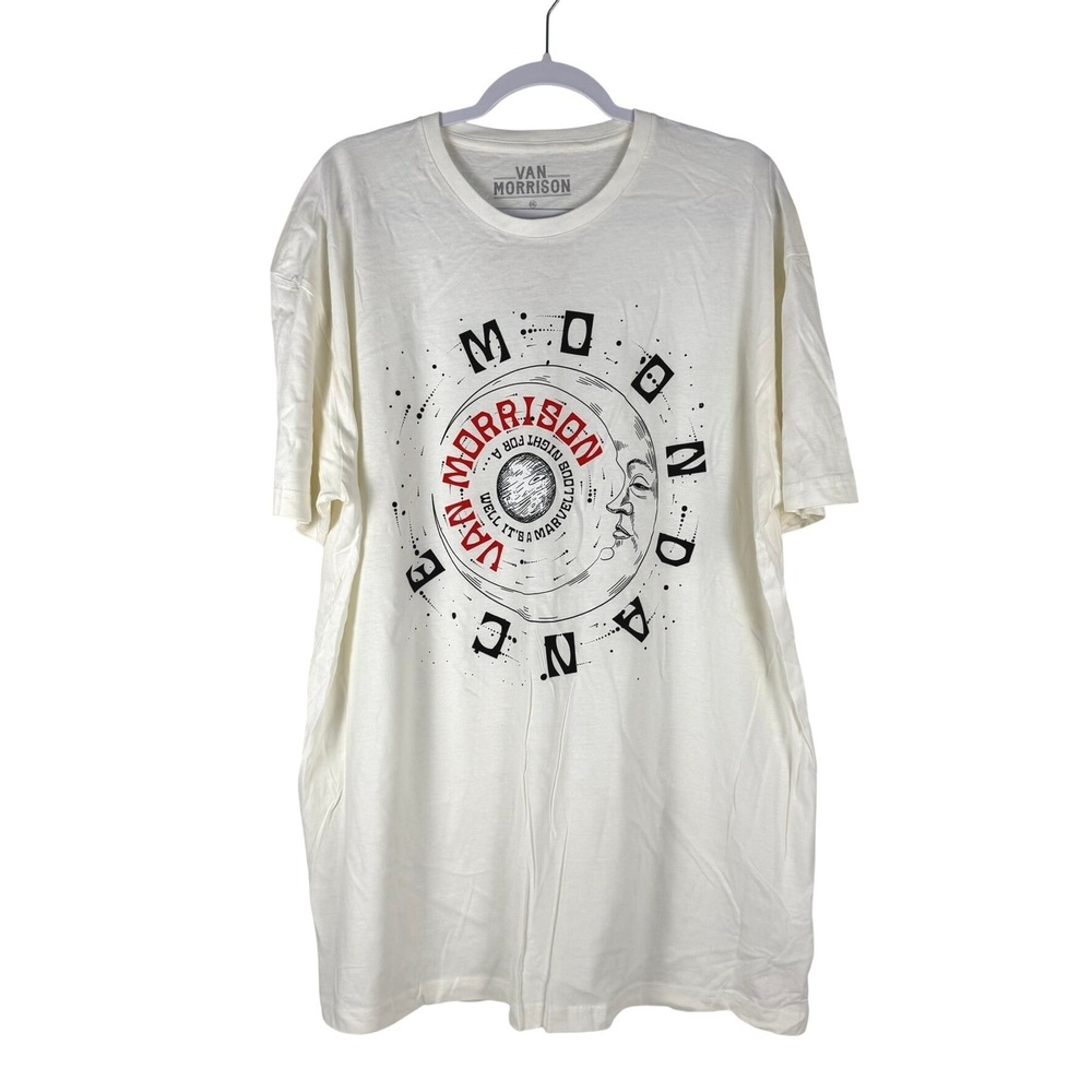 Van Morrison T-Shirt Mens XXL 2XL White Moondance Graphic Classic Rock Band Tee